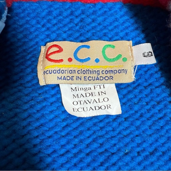 ECC Shark Sweater‎ 100% Wool Full Zip Youth 6 Blue Gray Ecuadorian Clothing Co - Picture 5 of 11